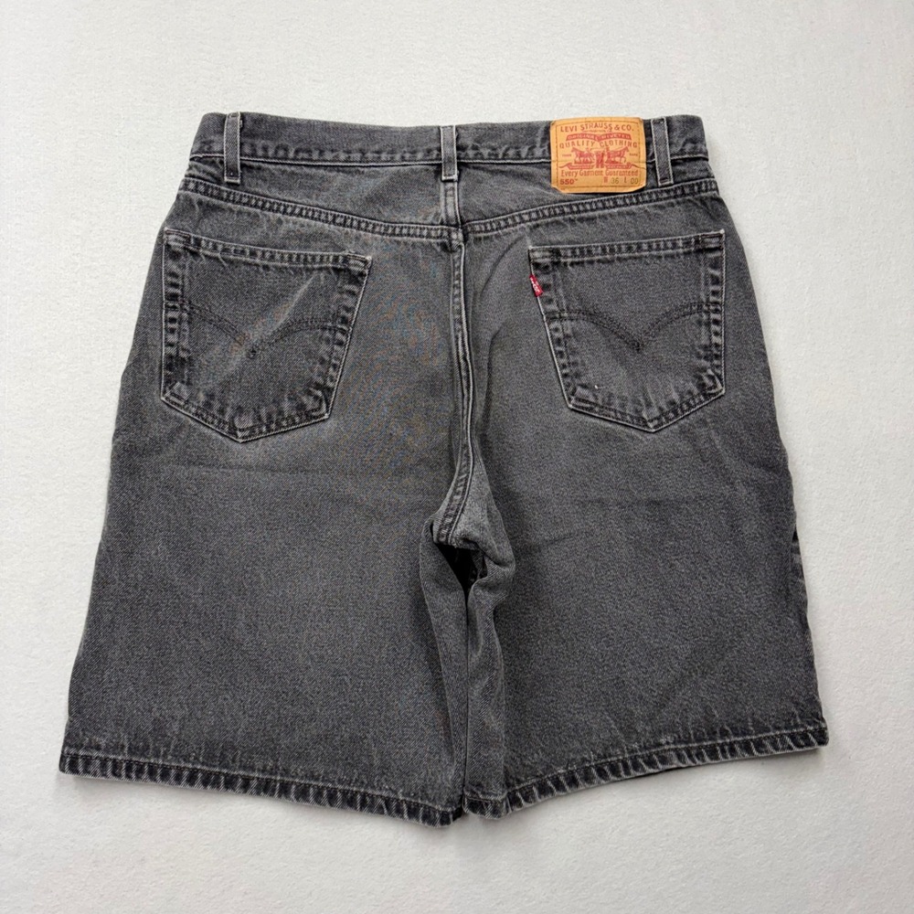 Levi's Denim Shorts Mens 36 Black 550 Relaxed Fit Vintage 90s Baggy Cut Offs